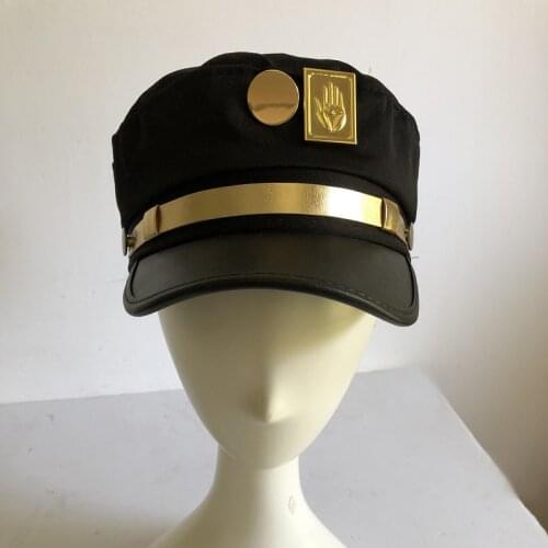 Anime JoJos Bizarre Adventure Cosplay Hat Jotaro Kujo Joseph Caps Army Military jojos Hats Caps Badges Animation Around Props