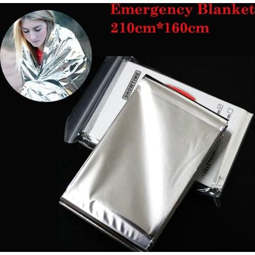 Folding Emergency Blanket 210cm*160cm Silver Survival Rescue Shelter Foil Thermal Space First Aid Camping Military Blanket
