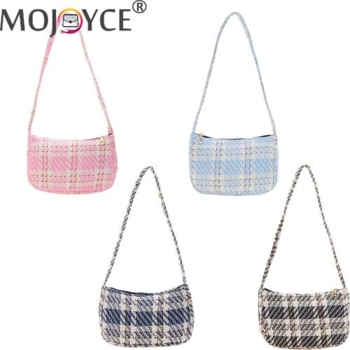 Stylish Female Single Shoulder Bag Leisure Women Plaid Pattern Print Fashion Small Purse Ladies Handbags for Daily