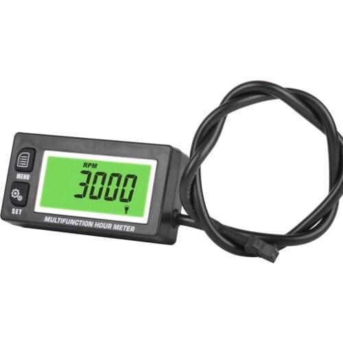 Tachometer Functional Inductive Gasoline Engine Hour Meter Voltmeter with Clock 2 & 4 Stroke for Small Boat