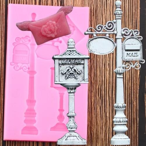 Vintage Mail Boxes Border Silicone Mold DIY Party Fondant Cake Decorating Tools Candy Polymer Clay Chocolate Gumpaste Moulds