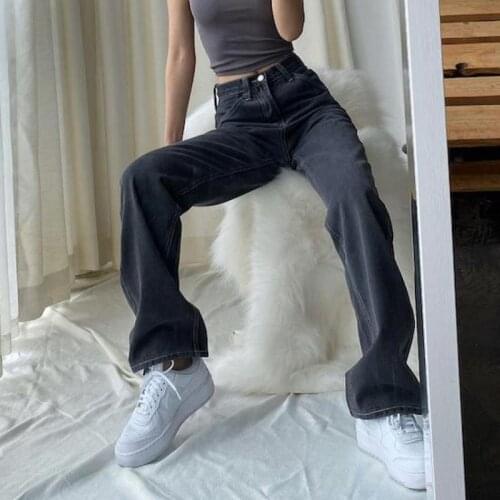 Women High Waist Loose Demin Trousers Female Korean Solid Jeans Wide Leg Streetwear Hip Pop Boyfriend Jeans for