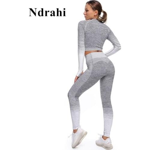 Womens Workout Sets 2 Pieces Suits High Waisted Yoga Leggings With Stretch Sports Bra Gym Clothes Long Sleeve Shirt Thumb Hole