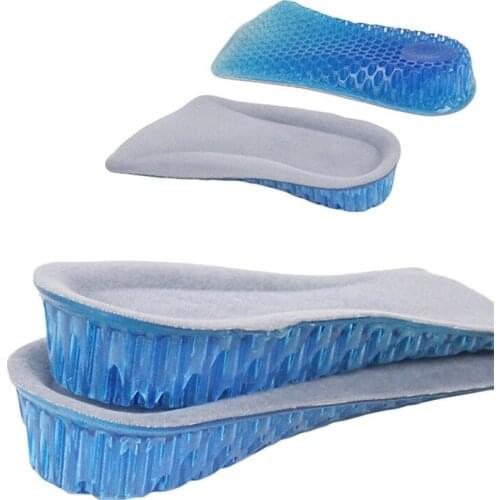 1pair Durable Fashion Comfy Unisex Women Men Silicone Gel Lift Height Increase Shoe Insoles Heel Insert Pad