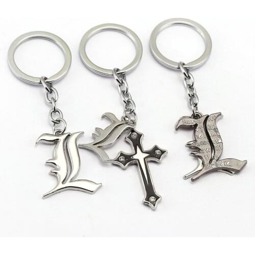 12pcs/lot Death Note Keychain Cross Key Chain Hot Anime Key Ring Holder Pendant Chaveiro Jewelry Souvenir