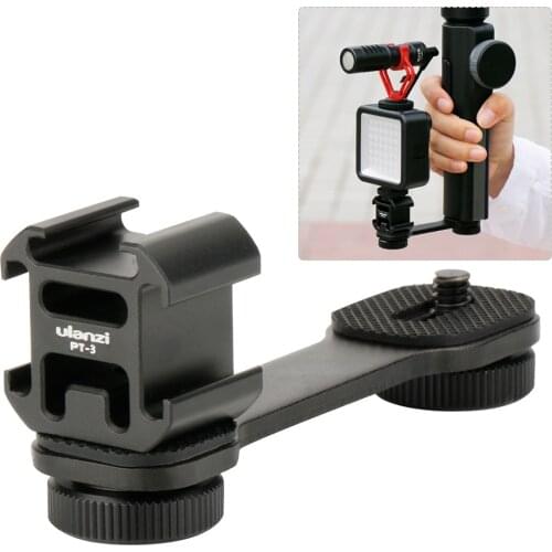 3 in 1 Triple Hot Shoe Mount Adapter Extension Bracket Holder Boya BY-MM1 Microphone Stand for zhiyun Smooth 4 DJI OSMO mobile 2