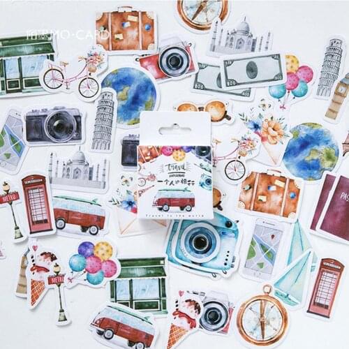 46Pcs/Box Sticker A Persons Travel Sticker Journal Scrapbooking Stickers DIY Decorative Stickers Phone Shell Decor Stickers