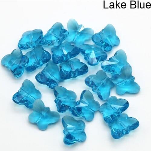 50pcs/lot 12x14mm Small Lake Blue Butterfly Crystal Beads Handmade Bracelet Diy Beads For Jewelry Making Crystal Loose Beads