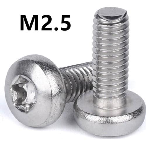 500pcs/lot M2.5x4/5/6/8/10mm GB2672 ISO14583 Stainless steel pan head torx screw six-lobe machine screws