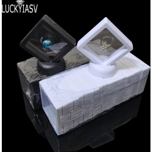 600pcs/lot Wholesale Suspended Floating Display Case Earring Coin Gems Ring Jewelry Storage Pet Membrane Stand Holder Box