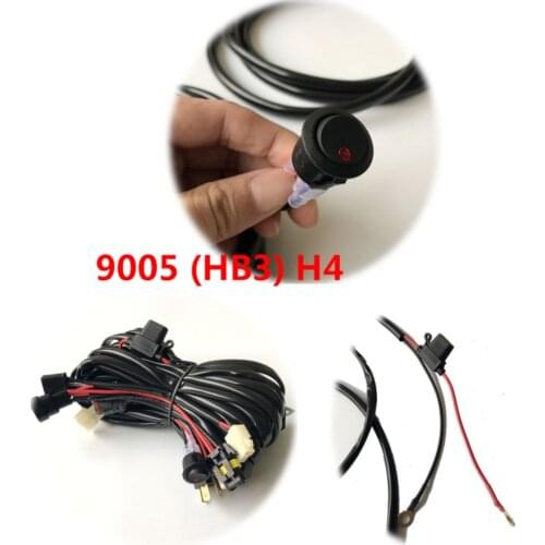 Car Wiring Loom Harness 9005/H4 High Beam LED Driving Light With Switch 12V