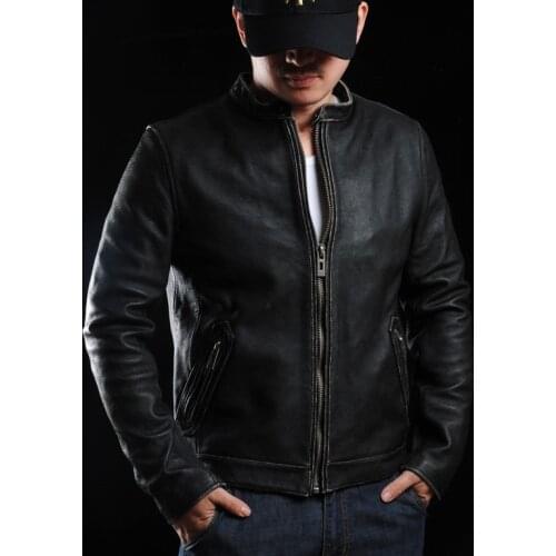 Free shipping.2017 winter warm DHL Brand clothing vintage Jackets,mens genuine Pakistan cow Leather biker jacket.plus size