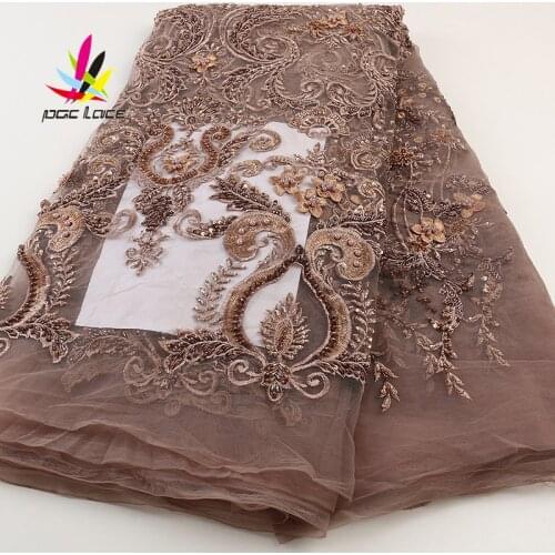 Handmade Beads Tulle Lace Fabric Dubai Nigerian Latest African Styles Guipure Good Quality 2021