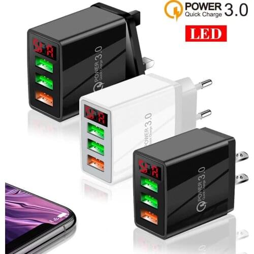 Quick Charge 5V 5.1A Usb Charger Digital Display Smart Phone Adapter Charger for Iphone Samsung Xiaomi Huawei