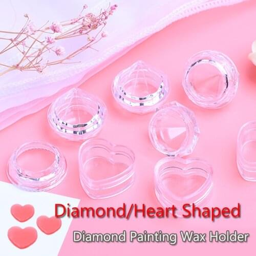 DIY DIamond Painting Tools Diamond Heart Shaped CLear Bottle to Hold Wax Easy to Storage Drill Mud Cute Boxes