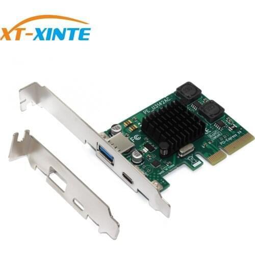 XT-XINTE PCI-E to USB3.1 Type-c Dual-port Expansion Card Pcie 4x to USB 3.1 Type-A Adapter for Desktop PC Motherboard