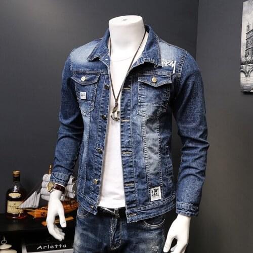 Denim Jacket Men 2021 Spring Autumn Korean Casual Hip Hop Jeans Coat Clothes Embroidery Male Outwear Wholesale Jaqueta Masculina