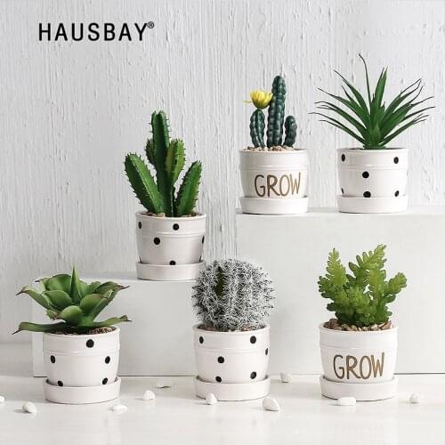 Artificial Plant Living Room Cactus Ornaments Succulent Potted Decoration Green Plant Flower Desktop Green Micro Landscape 05543