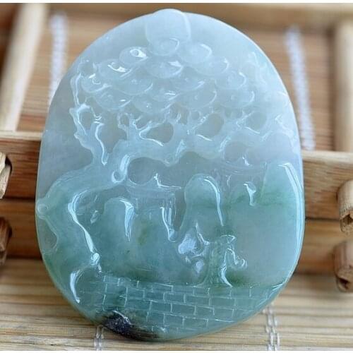 Exquisite natural jade landscape painting pendant e68