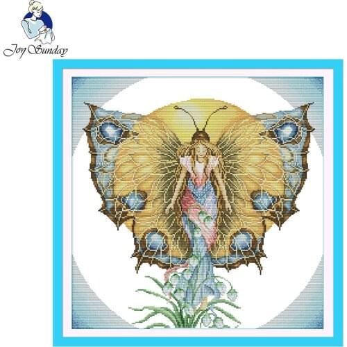 Joy Sunday Spirit of Butterfly Count Cross Stitch 11CT14CT Print Cross Stitch Set Chinese Cross-stitch Kit Embroidery Needlework