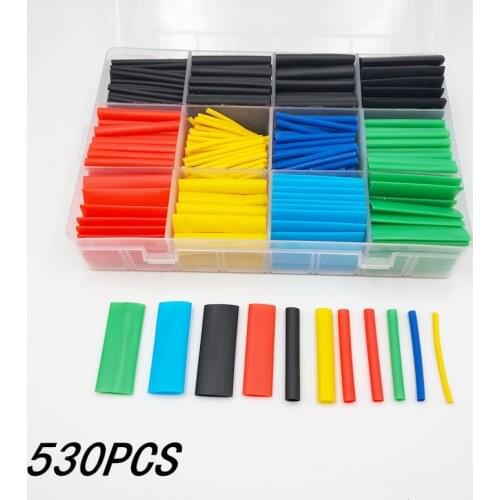 530Pcs Heat Shrink Tube Kit Insulation Sleeving Polyolefin Shrinking Assorted Heat Shrink 2:1 Tubing Wire Cable Sleeving Tube