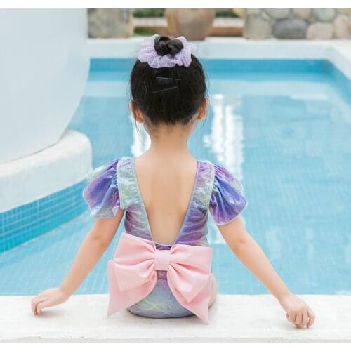 Baby Girls Swimwear Bow Knot Design Kids Bikini Halter One-piece Swimsuit Bathing Suit Beachwear Swimming Costumes for Girls