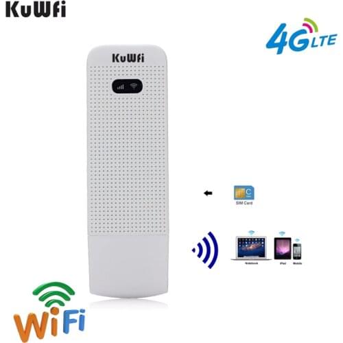 KuWFi 4G LTE Modem 3G/4G USB Dongle Mini Pocket Mobile Wifi Hotspots Unlocked Travel Car-Wifi Router With Sim Card Slot