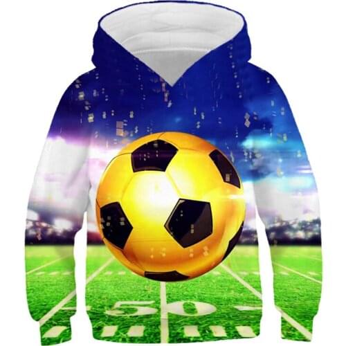 Best-Selling 3D Football Hoodies Kids Colorful Paint Printing Boys Girls Street Fashion Sweatshirts Children Casually Pullovers