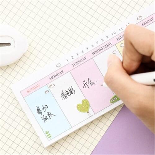 Kawaii Cute Weekly Plan Paper Scrapbooking Stickers Sticky Note Stationery School Supplies Memo Pad Papelaria Notebook