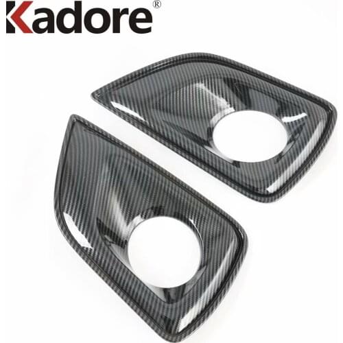 Front Fog Light Lamp Cover Trim For Nissan Navara NP300 ST 2014 2015 2016 2017 2018 2019 Carbon Fiber Car Foglight Frame Covers