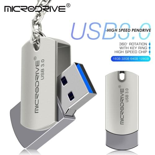 Stainless Steel USB 3.0 flash drive 128gb pend drive 16gb 32gb 64gb u disk usb stick with keychain Flash Drive
