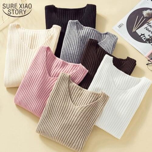 2021 New Womens Knitted Slim Sweater Long Sleeve Fall Winter Butterfly Neck Sweater Female Pullover Solid Sweaters Women 10382