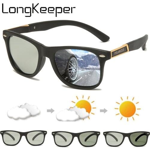 Fashion Photochromic Sunglasses Men 2020 Rivet Polarized Chameleon Sun Glasses Brand Designer Male Square Driving Eyewear