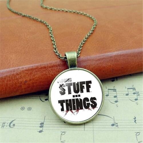 I'M DOING STUFF THINGS 2.8cm Time Gem necklace 2 Color Glass Pendant Necklace Sweater Necklace Gift for Friends