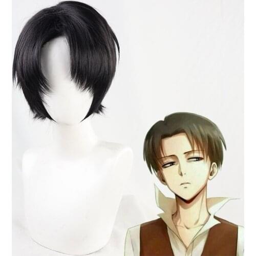 Attack on Titan Levi Ackerman Short Black Hair Rivai Ackerman Heat Resistant Cosplay Costume Wig Peruca Pelucas