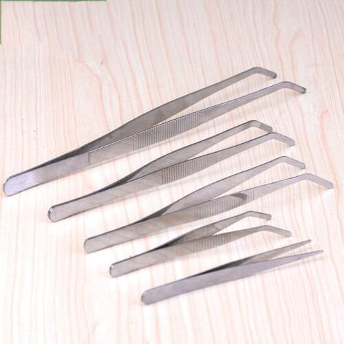 12/17/25cm Straight Curved Forceps Home Yard New Stainless Steel Micro Landscape Bonsai Tweezer Garden Tool Handwork DIY