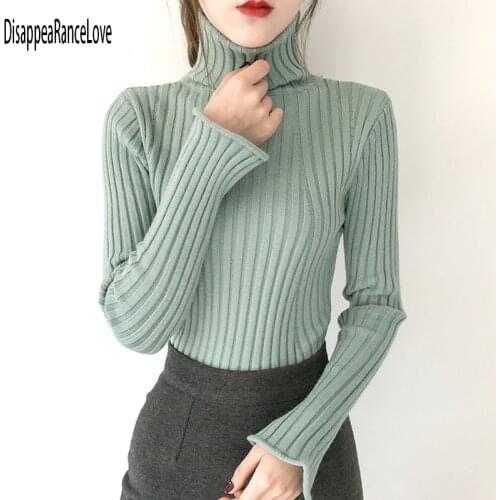 2021 Fall Winter Women Pullovers Solid Turtleneck Sweater Wool Silk Luxury Knitted Sueter Top Tunic Jumper Pull Femme