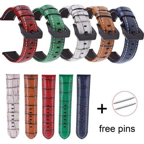 20mm 22mm 24mm 26mm Leather Watch Band Vintage Bamboo Grain Genuine Leather Strap For Samsung Galaxy Watch 46mm 42mm Gear S2 S3