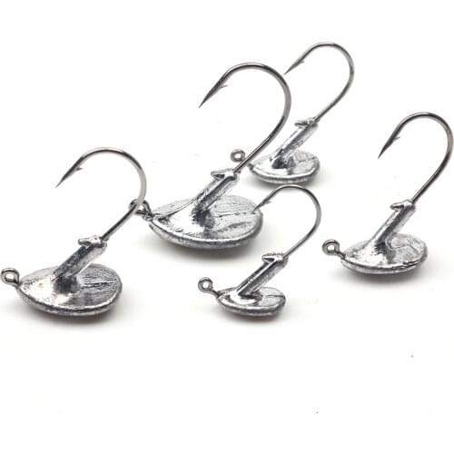 Rompin 5pcs Jump Jig Head Fishing Hook 3.5g 5g 7g 10g 14g Tumbler Anti-hanging grass Lead Head Fishing Hooks Soft Lure Tackle