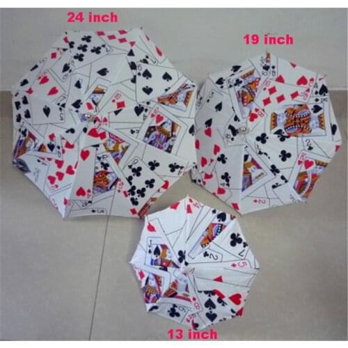 Deluxe Magic Umbrella With Poker Pattern Magic Tricks ( 3 Size :13/19/24 Inch ) Umbrella Magic Props Stage Accessory Magician