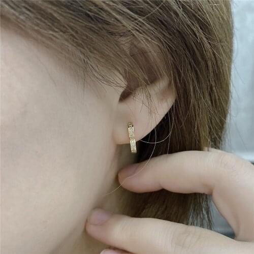 Super Lovely Cute Gold Color Plating Zircon Paving Small Size Heart Shape Hoop Earring For Women Girl Gorgeous Jewelry Accessory