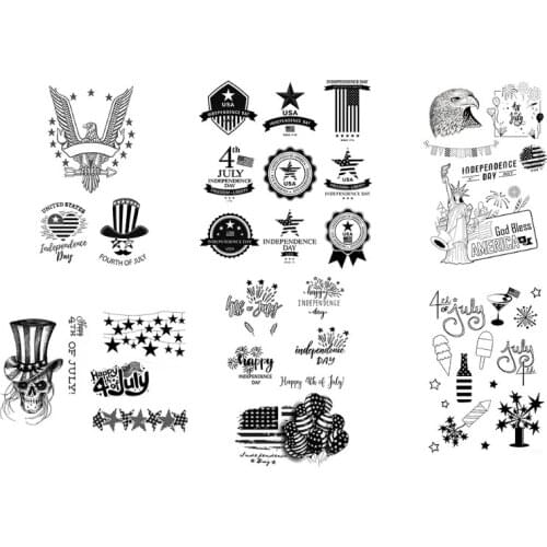 R7RC Independence Day Series Clear Stamps 4th of July Independence Stripe Clear Stamps for Card Making Decoration and DIY Rubber