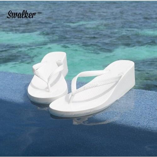 Swalker Women Shoes Slippers Fashion Designer Beach High heel Flip Flops Ladies Summer Flat Thong Sandals Shower Slides