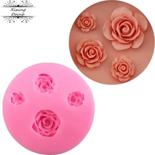Four flowers silicone mold soft candy mold cake decoration tool polymer clay candy chocolate mold cake kitchen supplies
