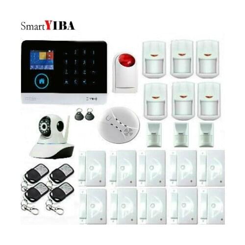 SmartYIBA Wireless wifi GSM Alarm Touch the keyboard Security Alarm System With Pir Motion Sensors and IP camera
