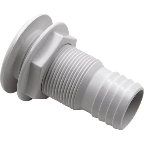 Marine/Boat Thru Hull Plumbing Fitting Connectors for 1-1/2 inch Hose White Plastic