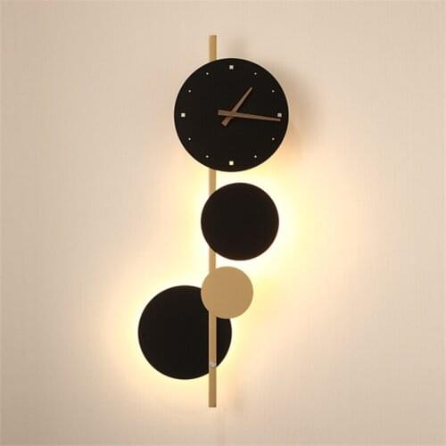 Modern LED Wall Sconce Creative Clock Wall Lamp For Apartment Living Room Bedroom Decor Unique Luminaire Surface Mount Lighting