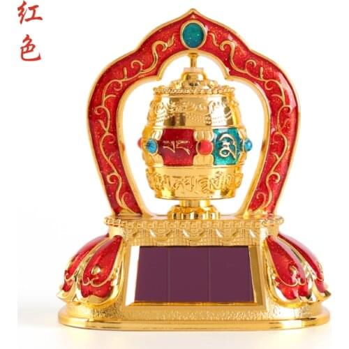 Alloy solar energy car prayer wheel decoration with mat prayer wheel bless and protect peace Buddha Ornament 5 colors optional