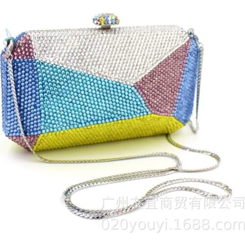 Socialite multi color Women Crystal Evening Purse Handbag Formal Dinner Bridal Wedding Party Diamond Clutch Bag messenger bags