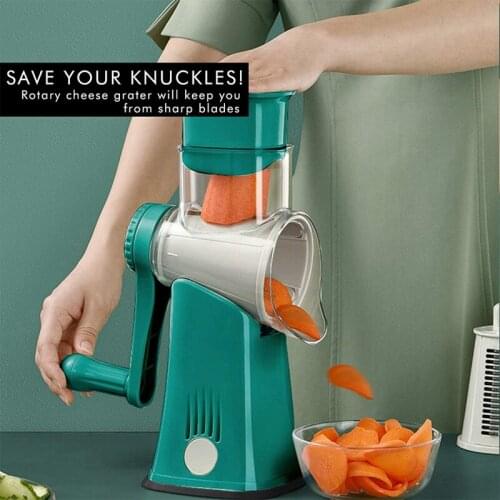 NHBR Rotary Cheese Grater Shredder with Handle Slicer with 5 Stainless Steel Drum Blades Non Slip Slicer